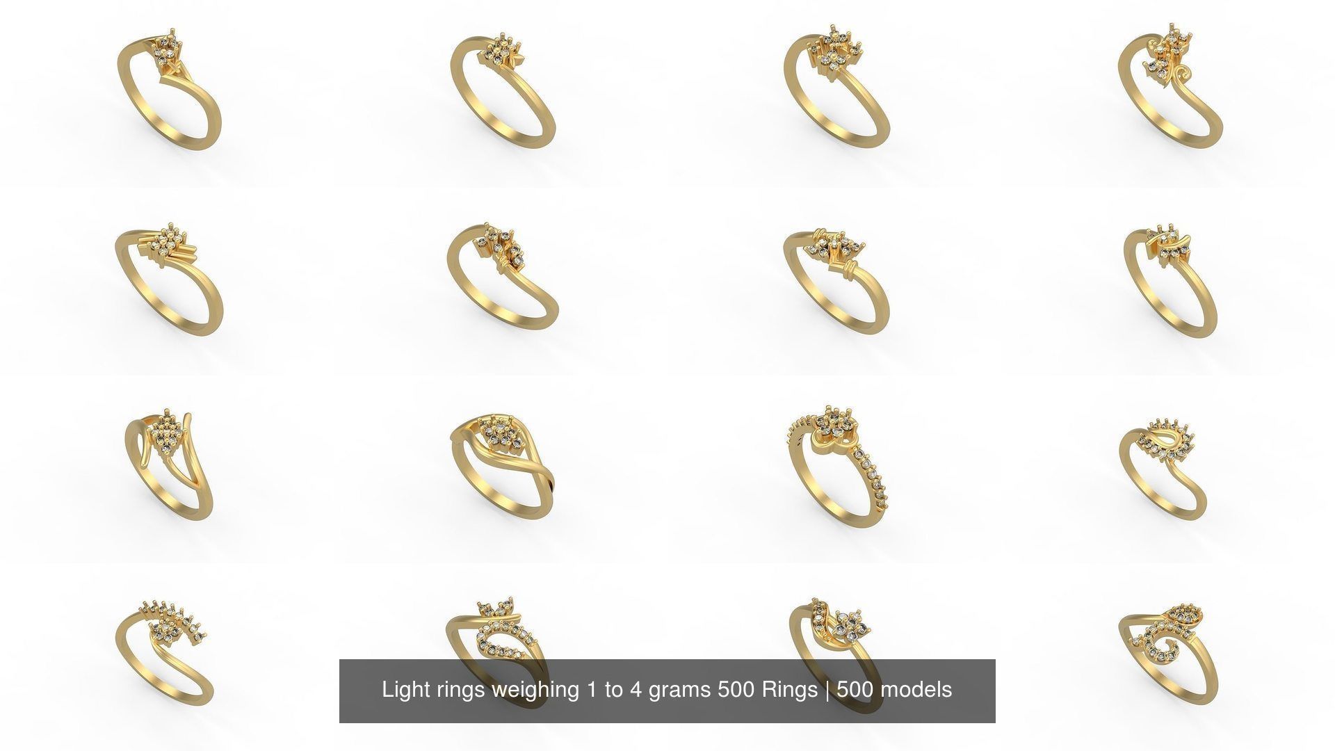 Light rings weighing 1 to 4 grams 500 Rings 3D Model Collection_64