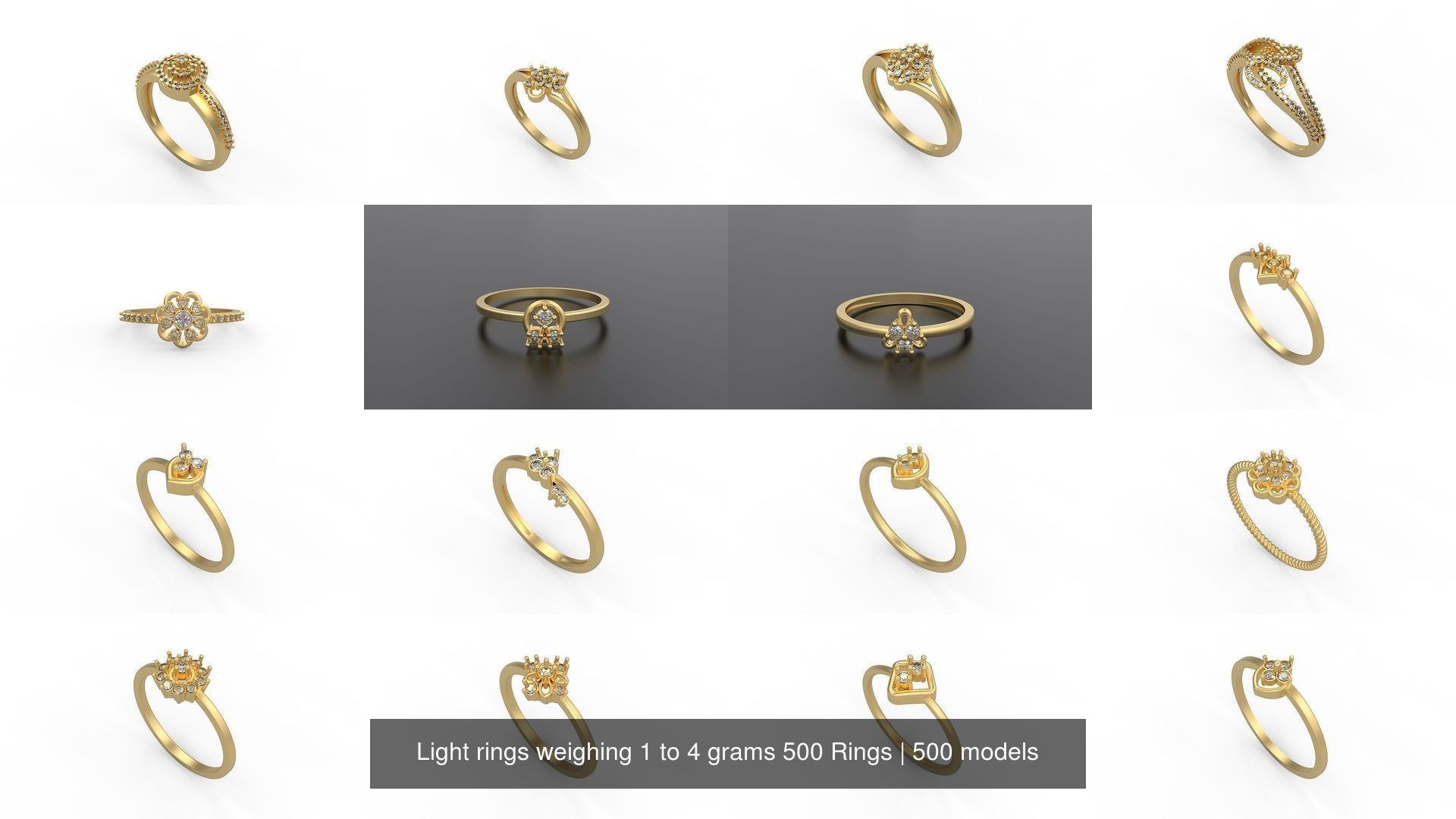 Light rings weighing 1 to 4 grams 500 Rings 3D Model Collection_12