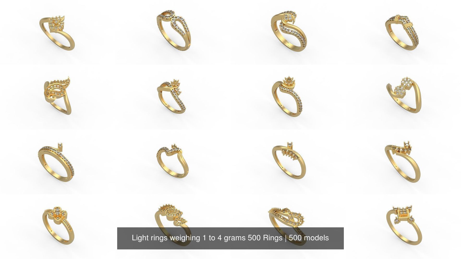 Light rings weighing 1 to 4 grams 500 Rings 3D Model Collection_28