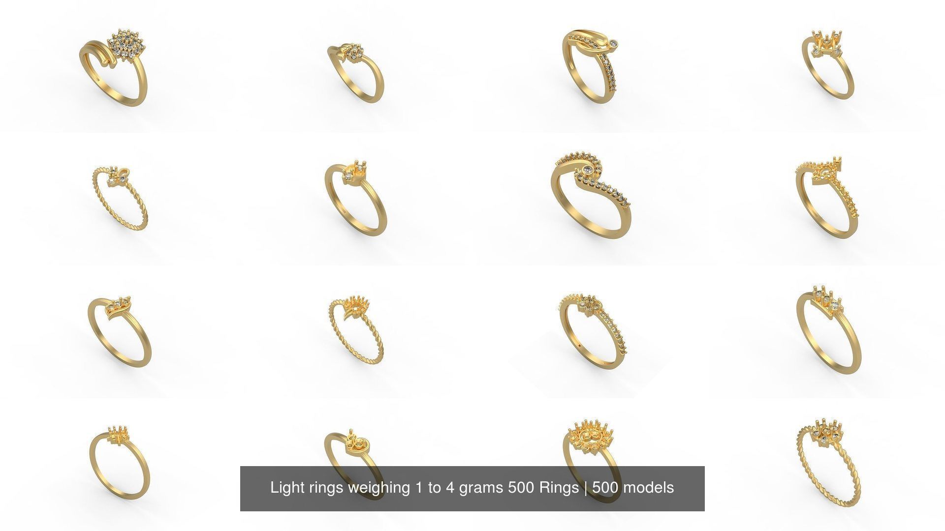 Light rings weighing 1 to 4 grams 500 Rings 3D Model Collection_2