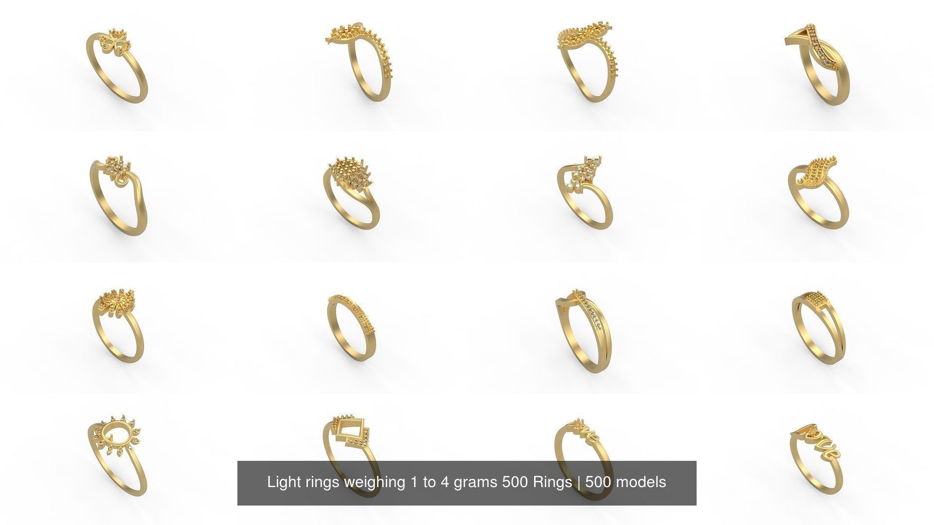 Light rings weighing 1 to 4 grams 500 Rings 3D Model Collection_6