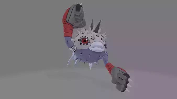 Pukumon fish with spikes 3D print model