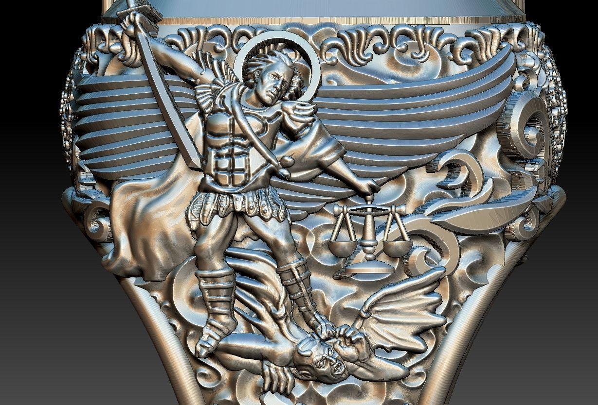 Michael the Archangel Ring - Arcanjo Miguel  3D print model_7
