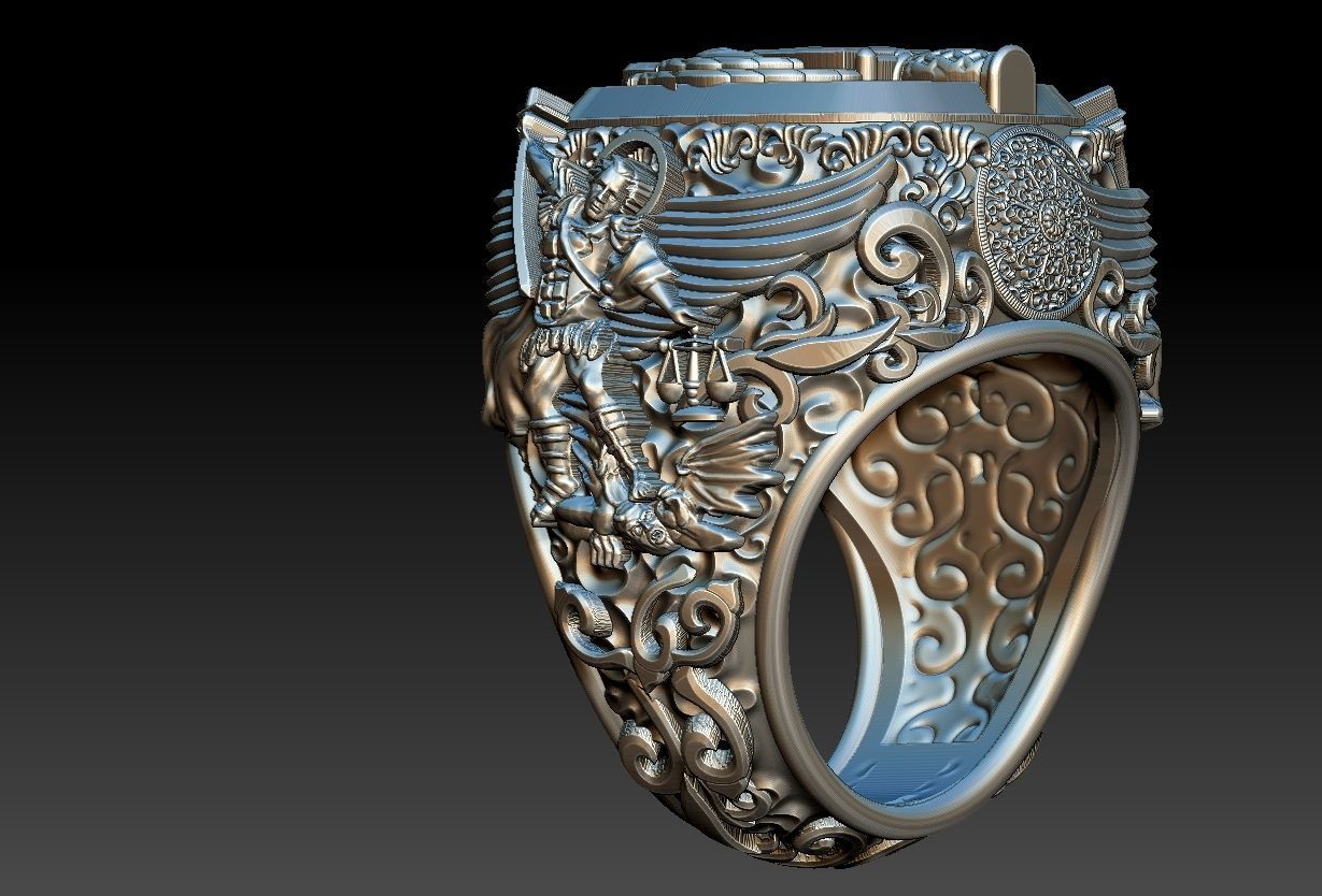 Michael the Archangel Ring - Arcanjo Miguel  3D print model_17