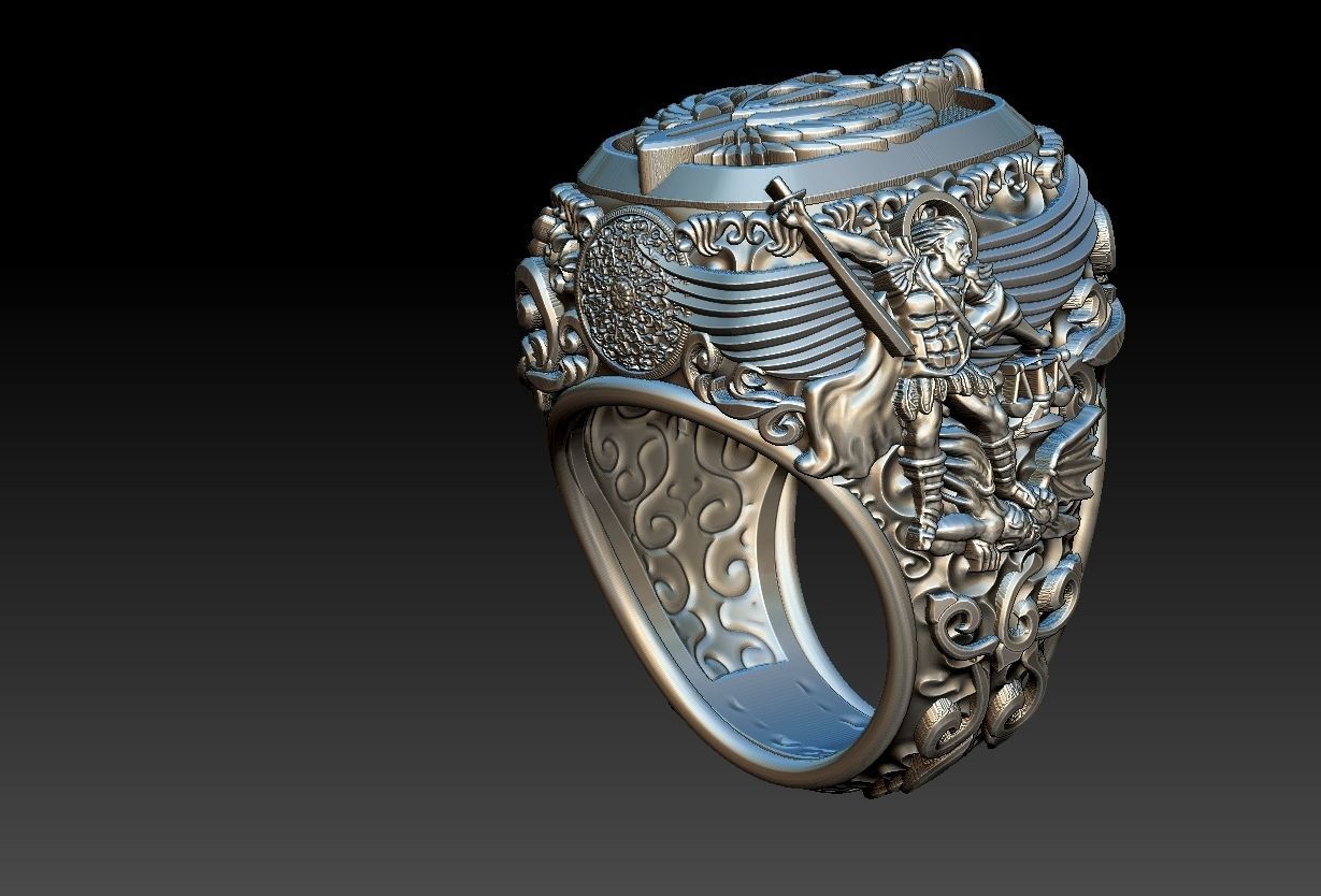 Michael the Archangel Ring - Arcanjo Miguel  3D print model_10