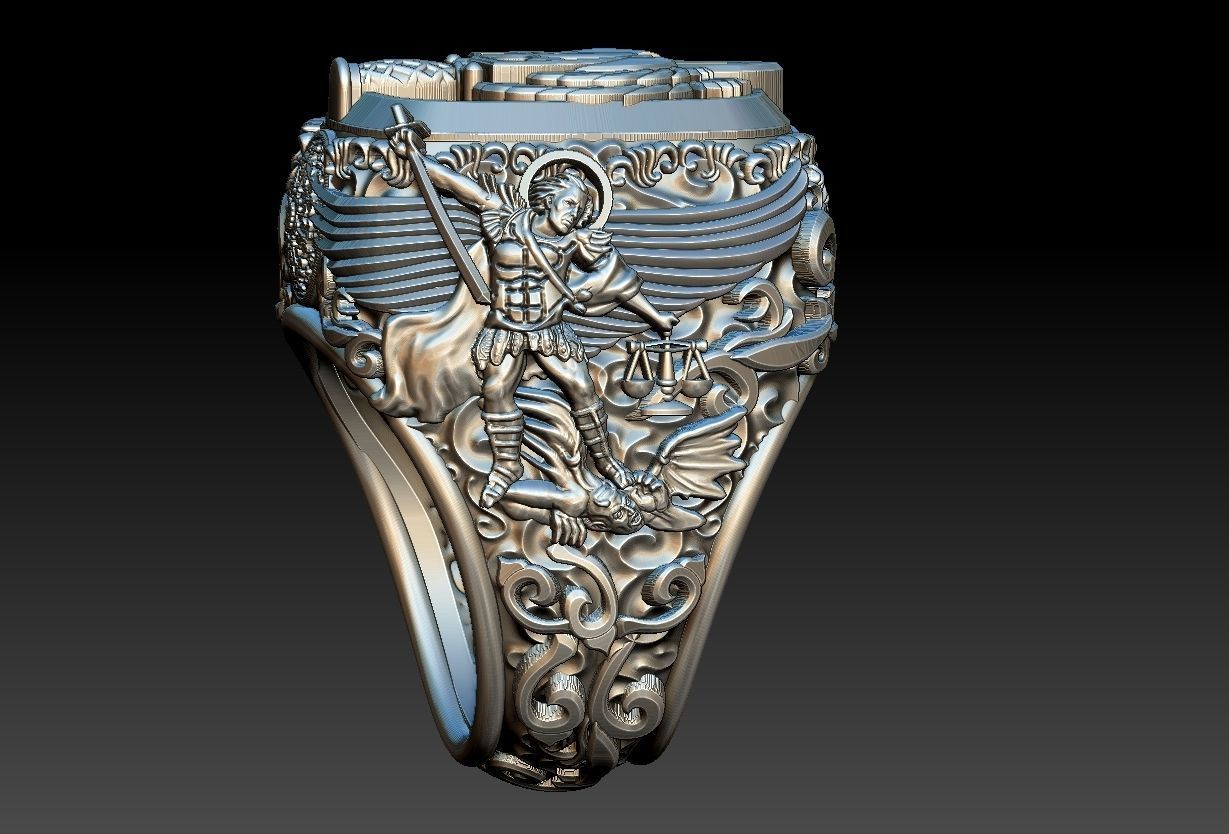 Michael the Archangel Ring - Arcanjo Miguel  3D print model_6