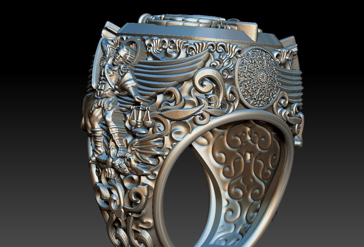 Michael the Archangel Ring - Arcanjo Miguel  3D print model_8
