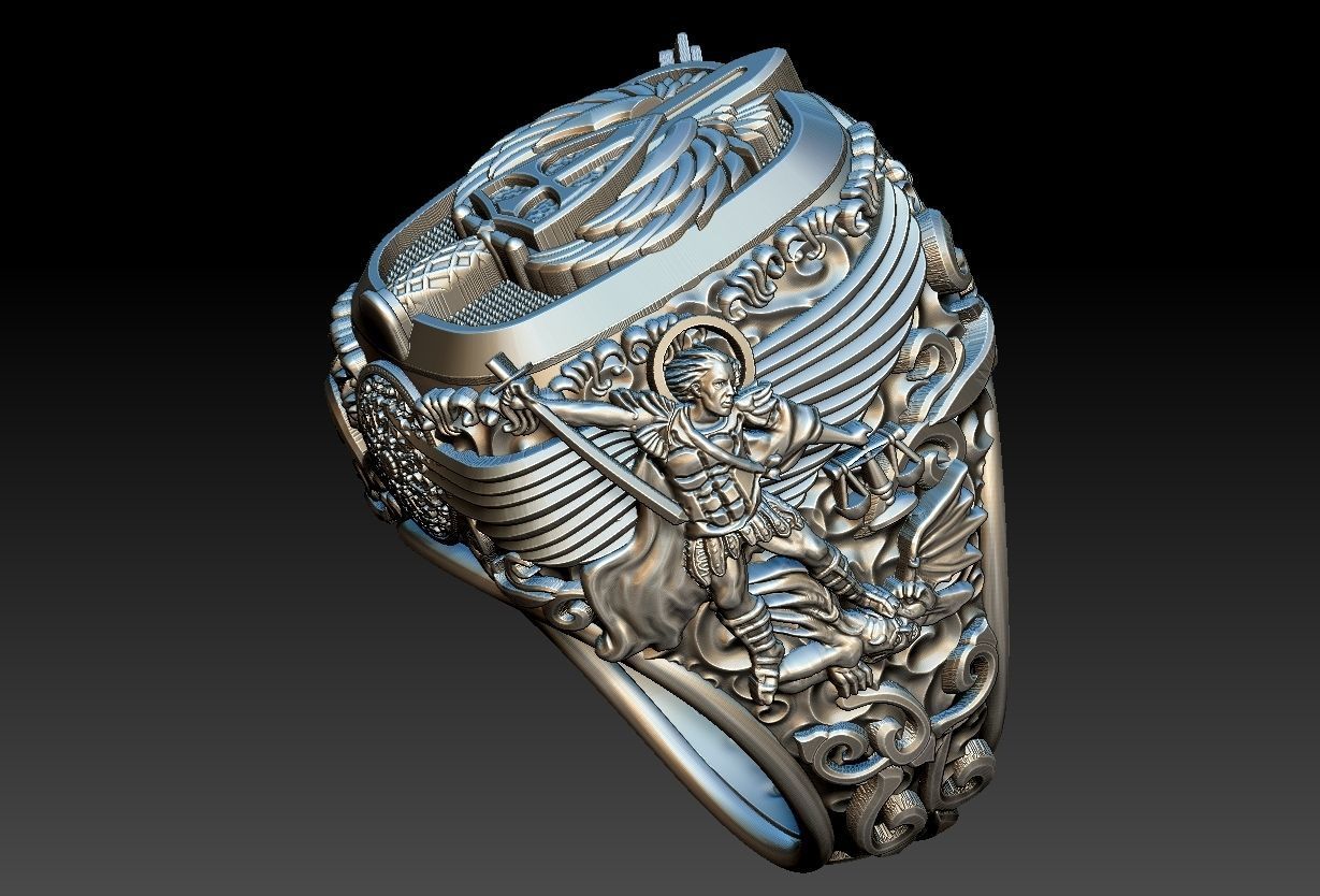 Michael the Archangel Ring - Arcanjo Miguel  3D print model_19