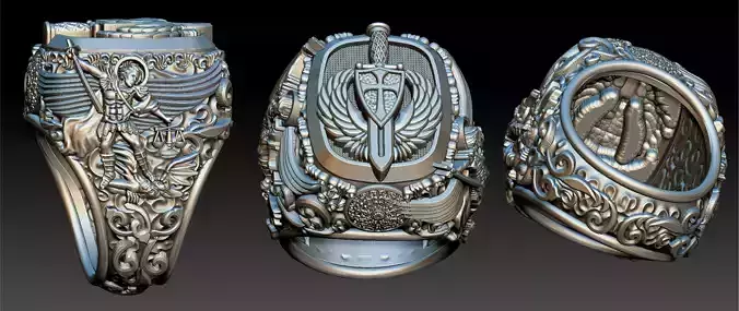 Michael the Archangel Ring - Arcanjo Miguel  3D print model