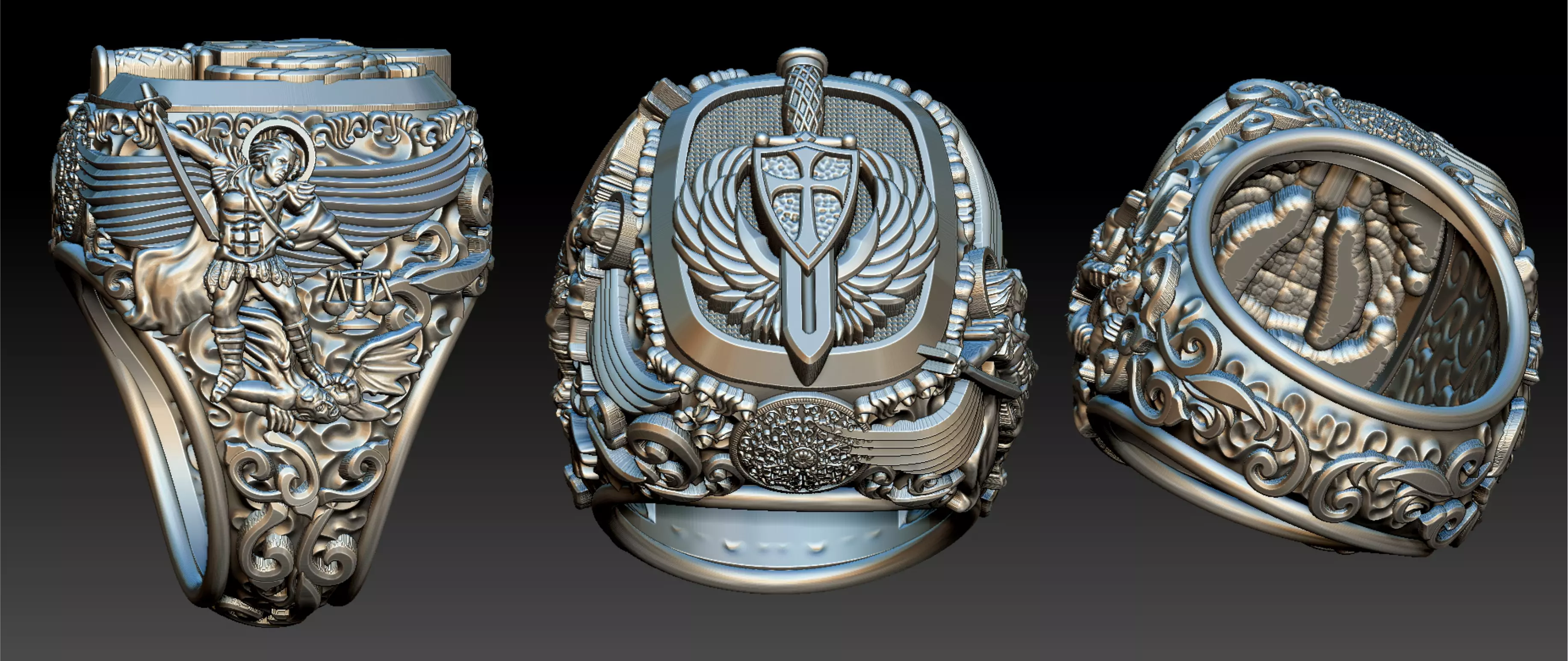 Michael the Archangel Ring - Arcanjo Miguel  3D print model_0