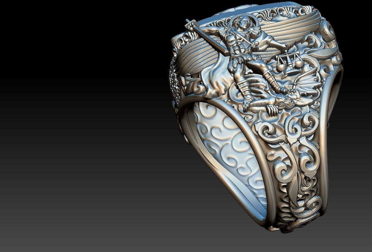 Michael the Archangel Ring - Arcanjo Miguel  3D print model_23