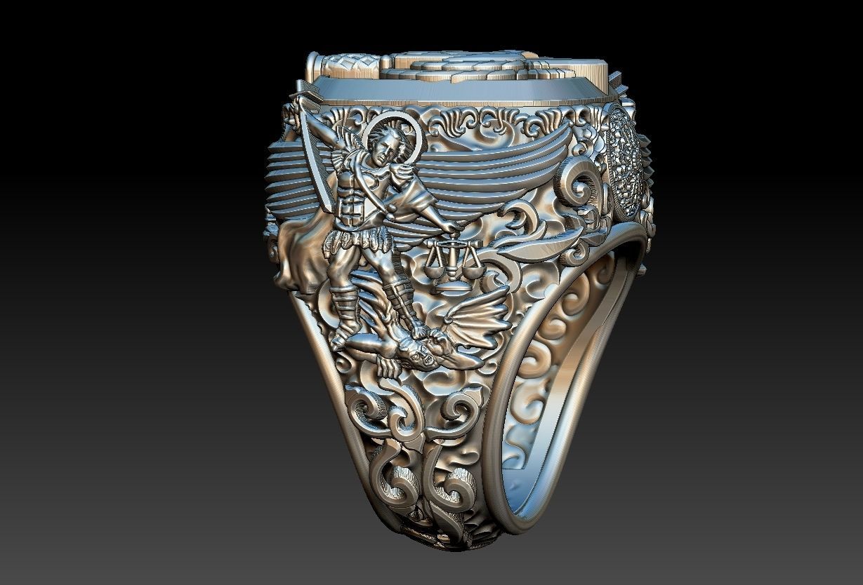 Michael the Archangel Ring - Arcanjo Miguel  3D print model_1