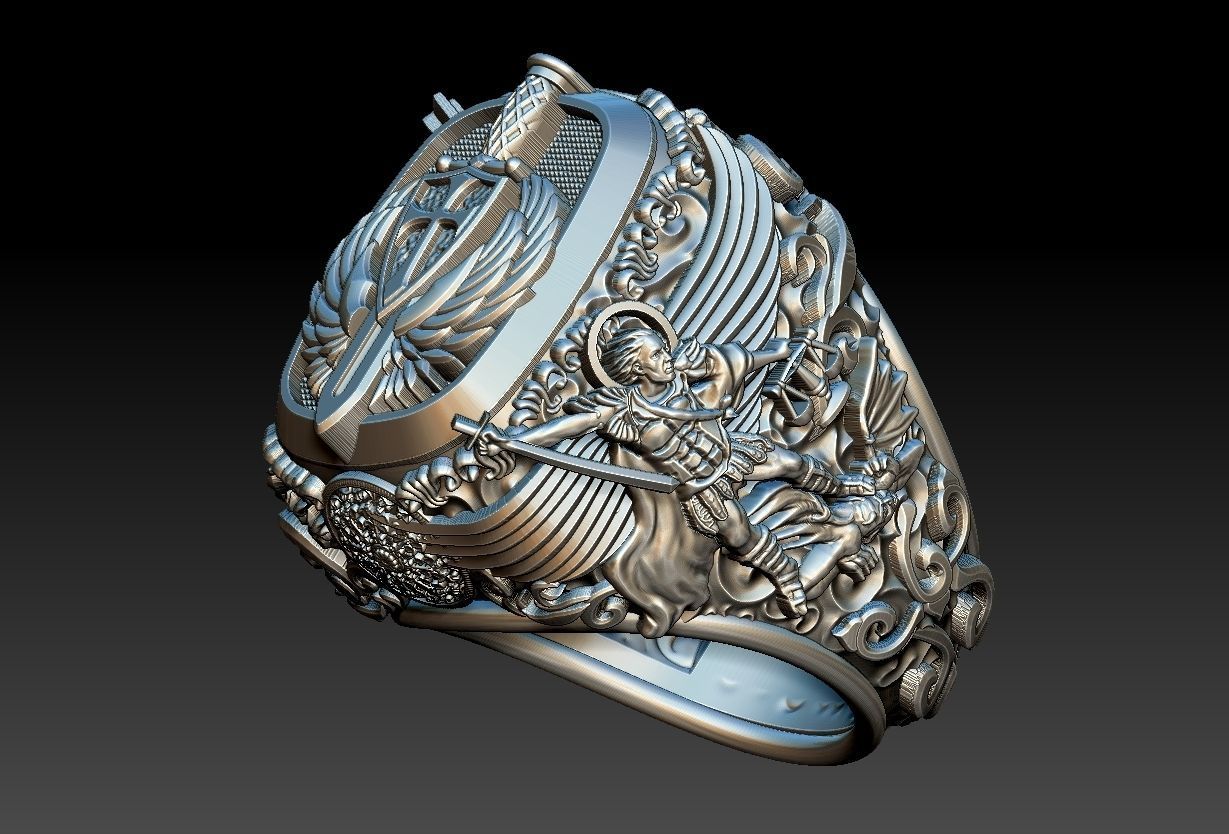Michael the Archangel Ring - Arcanjo Miguel  3D print model_12