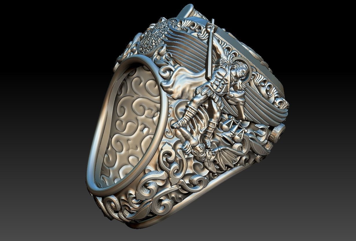 Michael the Archangel Ring - Arcanjo Miguel  3D print model_15