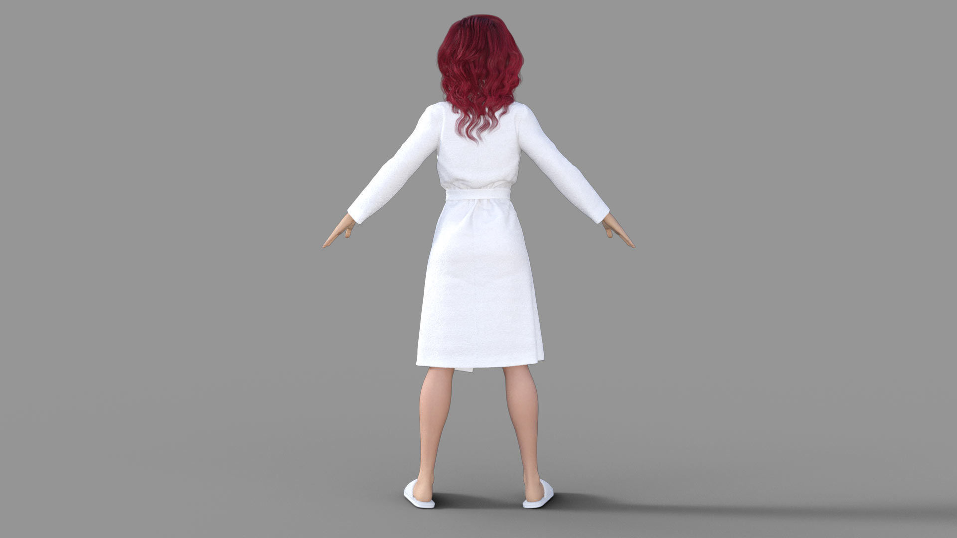 3D Redhead Girl in Bathrobe 3D model_4