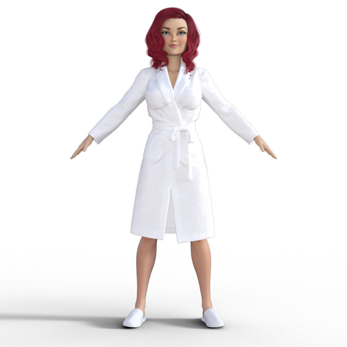 3D Redhead Girl in Bathrobe 3D model_12