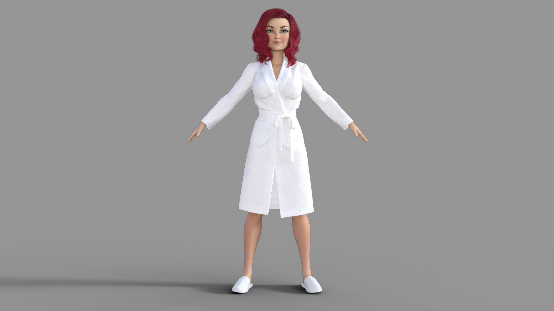 3D Redhead Girl in Bathrobe 3D model_8