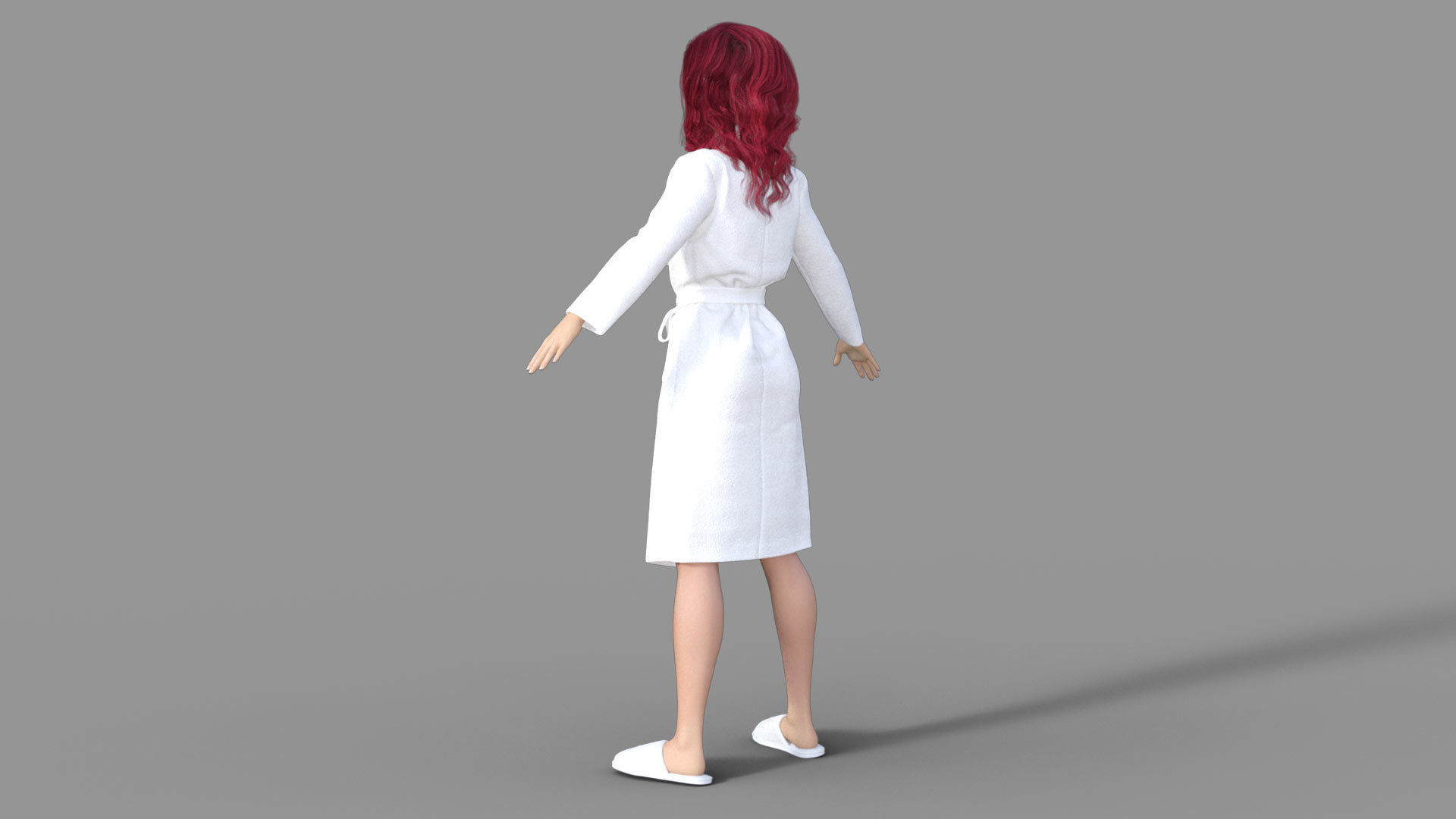 3D Redhead Girl in Bathrobe 3D model_3