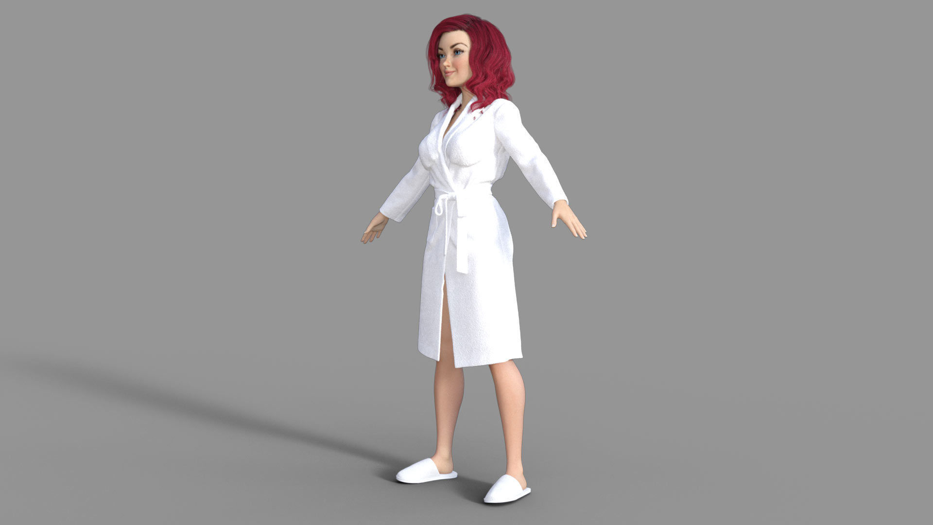 3D Redhead Girl in Bathrobe 3D model_9