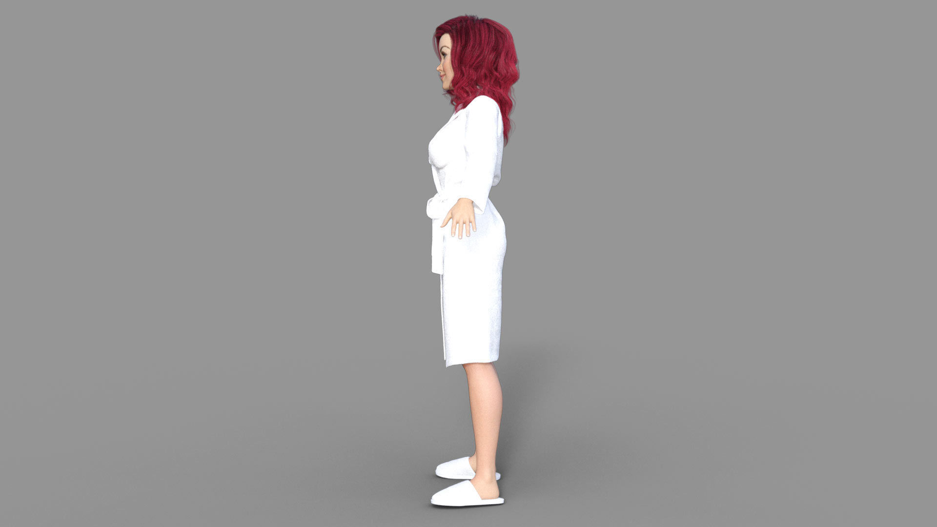 3D Redhead Girl in Bathrobe 3D model_2