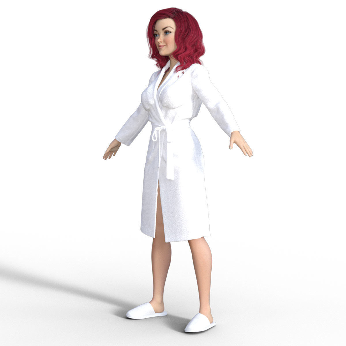 3D Redhead Girl in Bathrobe 3D model_13