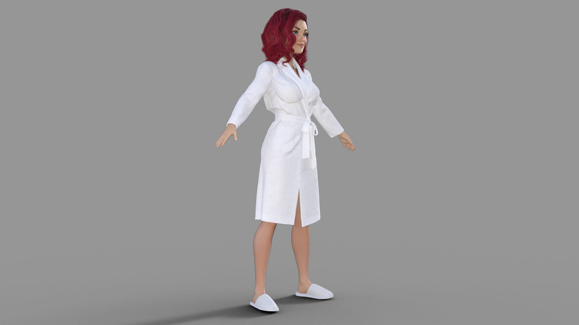 3D Redhead Girl in Bathrobe 3D model_7