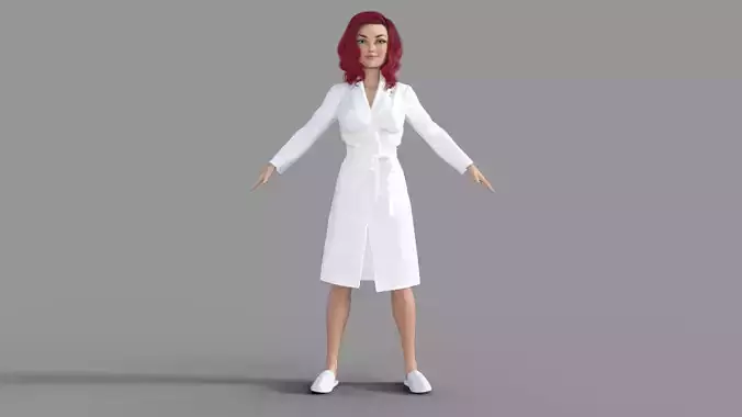 3D Redhead Girl in Bathrobe