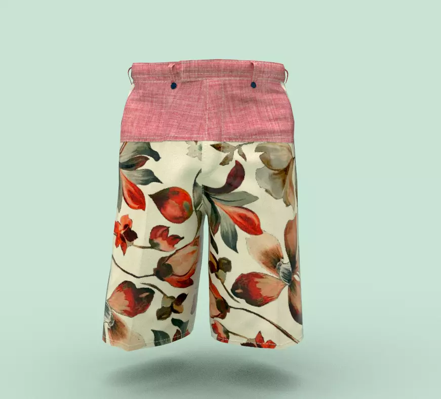 Shorts with flowers Low-poly 3D model_0