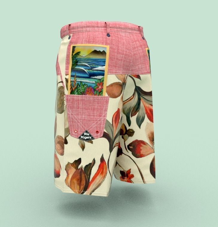Shorts with flowers Low-poly 3D model_3