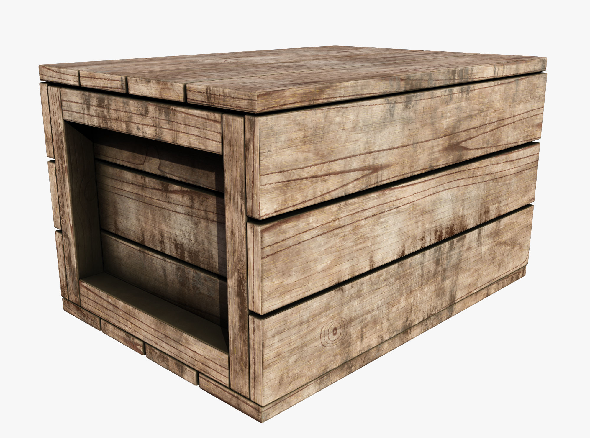 wooden case  Low-poly 3D model_3