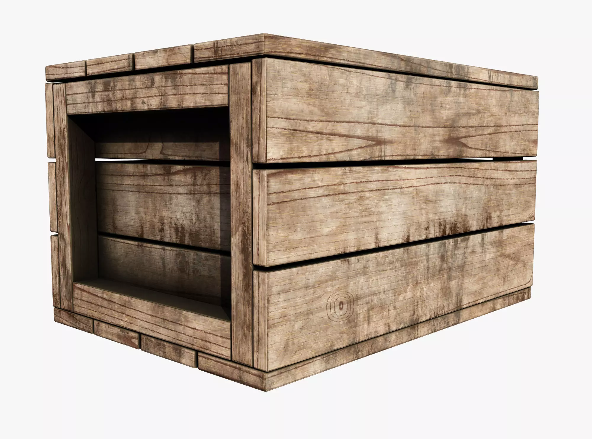 wooden case  Low-poly 3D model_0