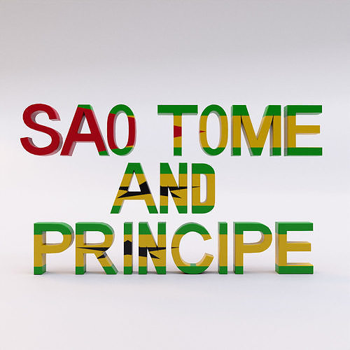 Sao Tome and Principe country Name low and high poly 3d model  Low-poly 3D model