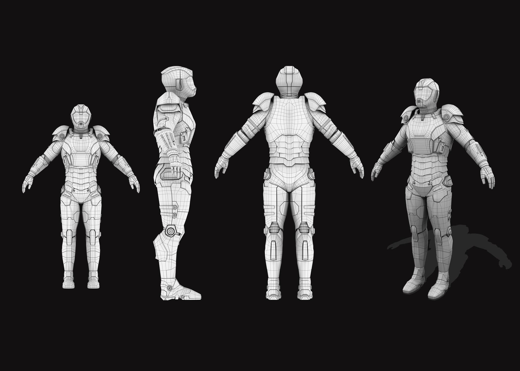 Space Armor Suit V23 Low-poly 3D model_5