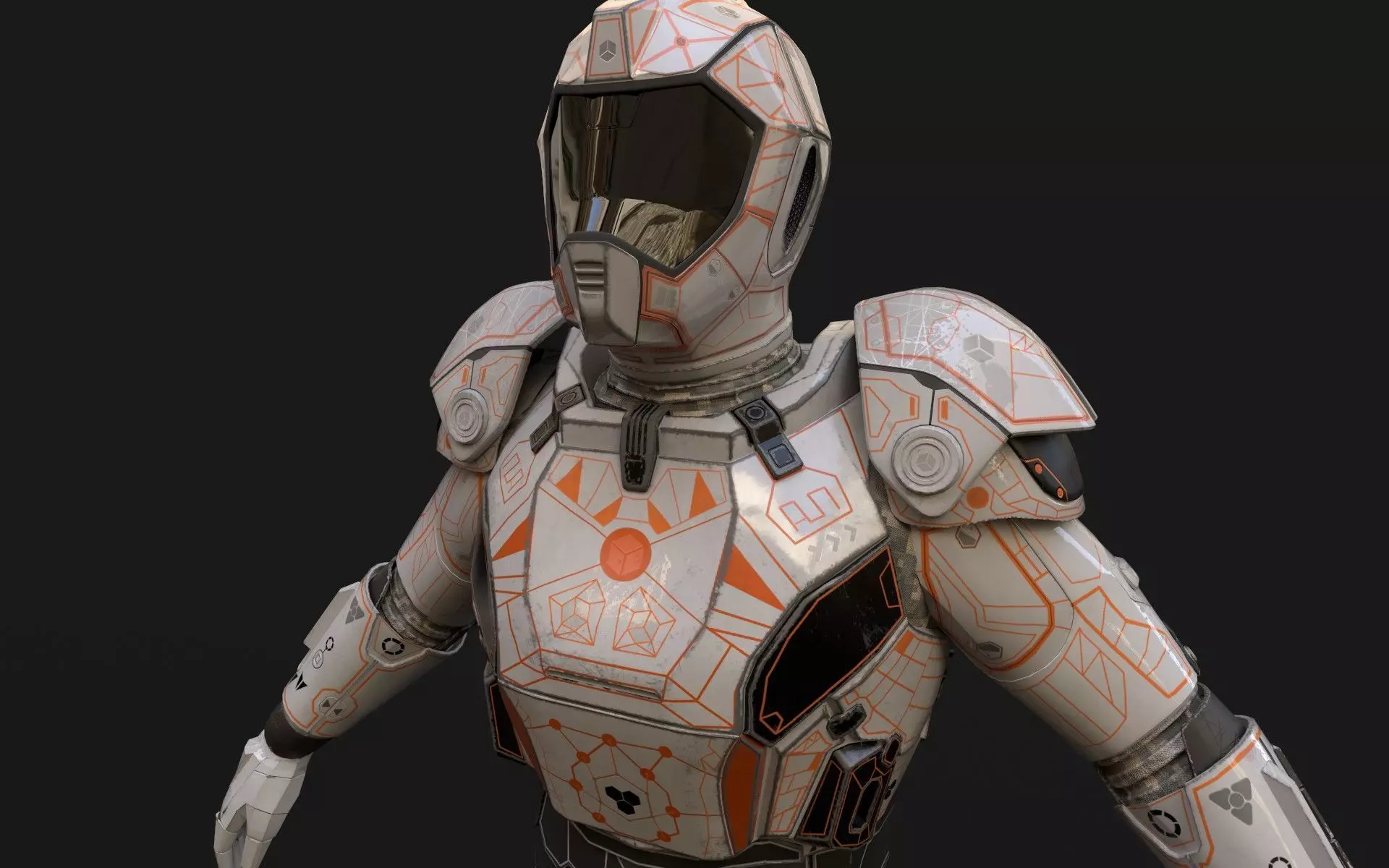 Space Armor Suit V23 Low-poly 3D model_0