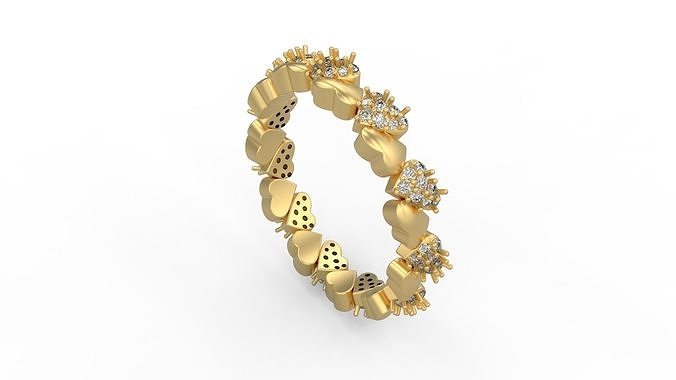 Heart Band Ring 020 3D print model