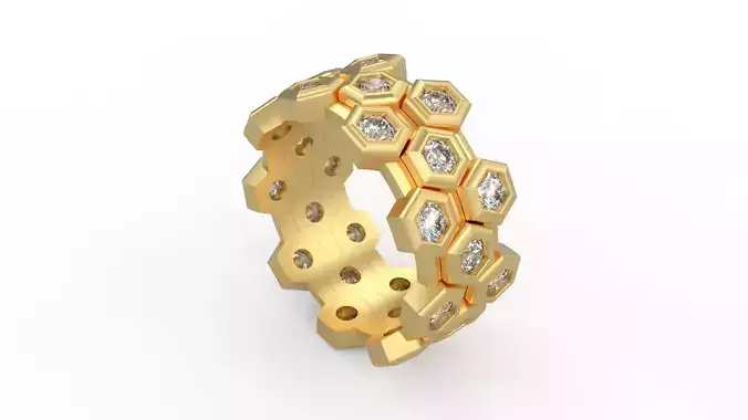 Honeycomb Band Ring 032