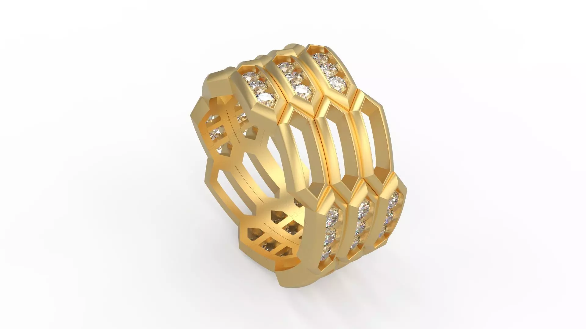 Honeycomb Band Ring 033 3D print model