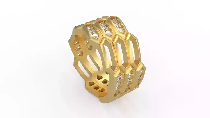 Honeycomb Band Ring 033 3D print model