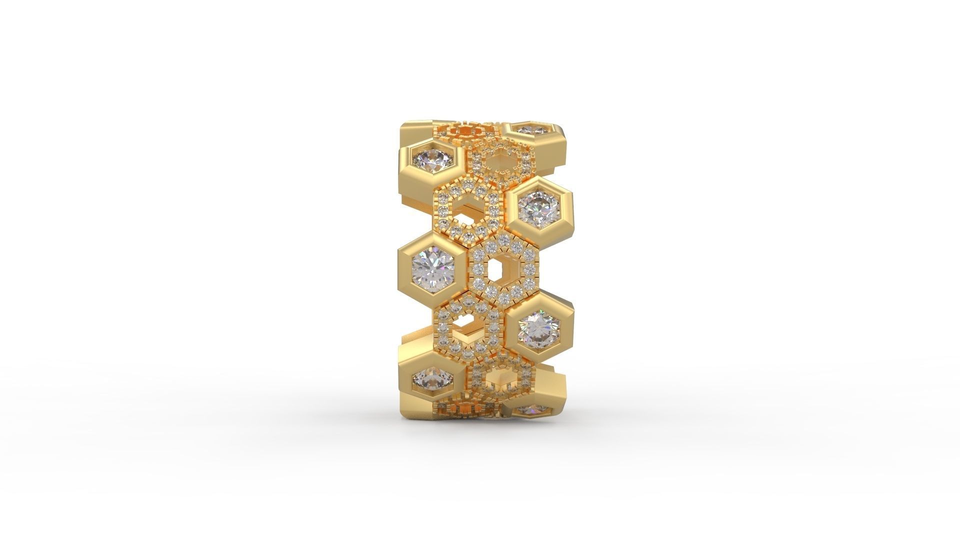 Honeycomb Band Ring 034 3D print model_3