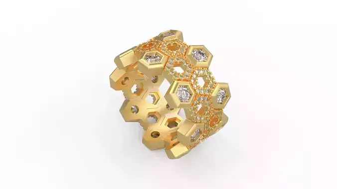 Honeycomb Band Ring 034 3D print model