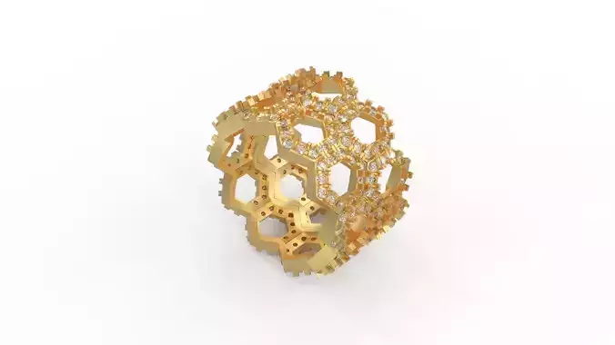 Honeycomb Band Ring 035
