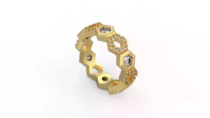 Honeycomb Band Ring 037