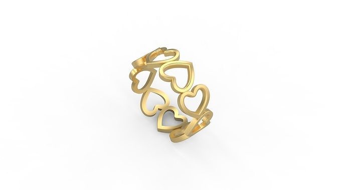 Heart Band Ring 040 3D print model