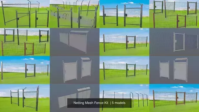 Netting Mesh Fence Kit  3D Model Collection