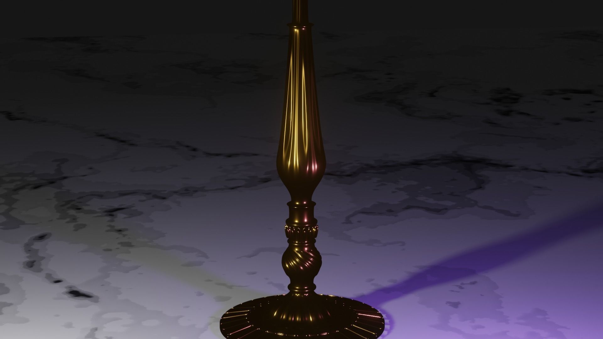  gold candelabra 2 meters tall with five lit candles melted wax  3D model_9