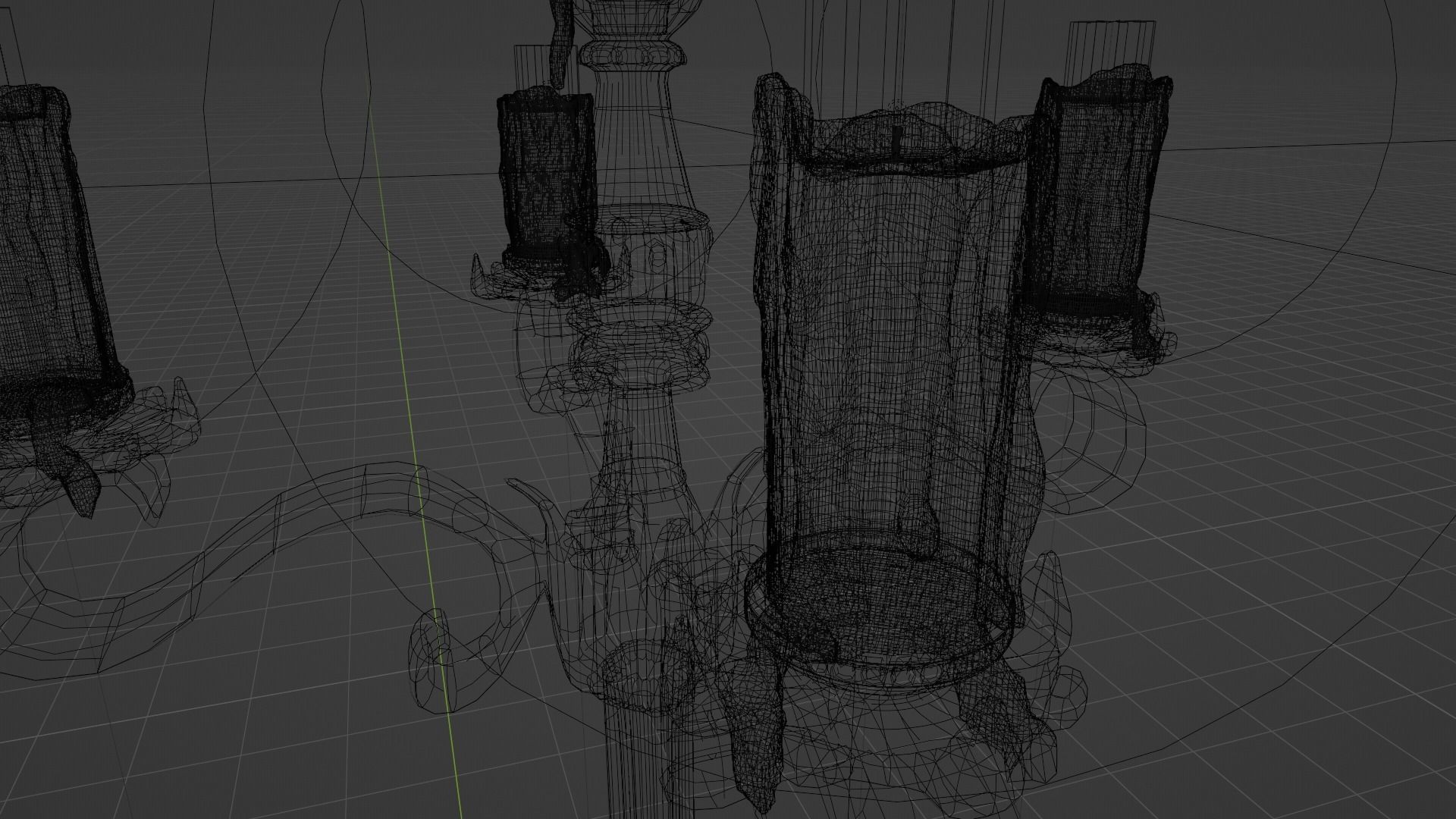  gold candelabra 2 meters tall with five lit candles melted wax  3D model_11