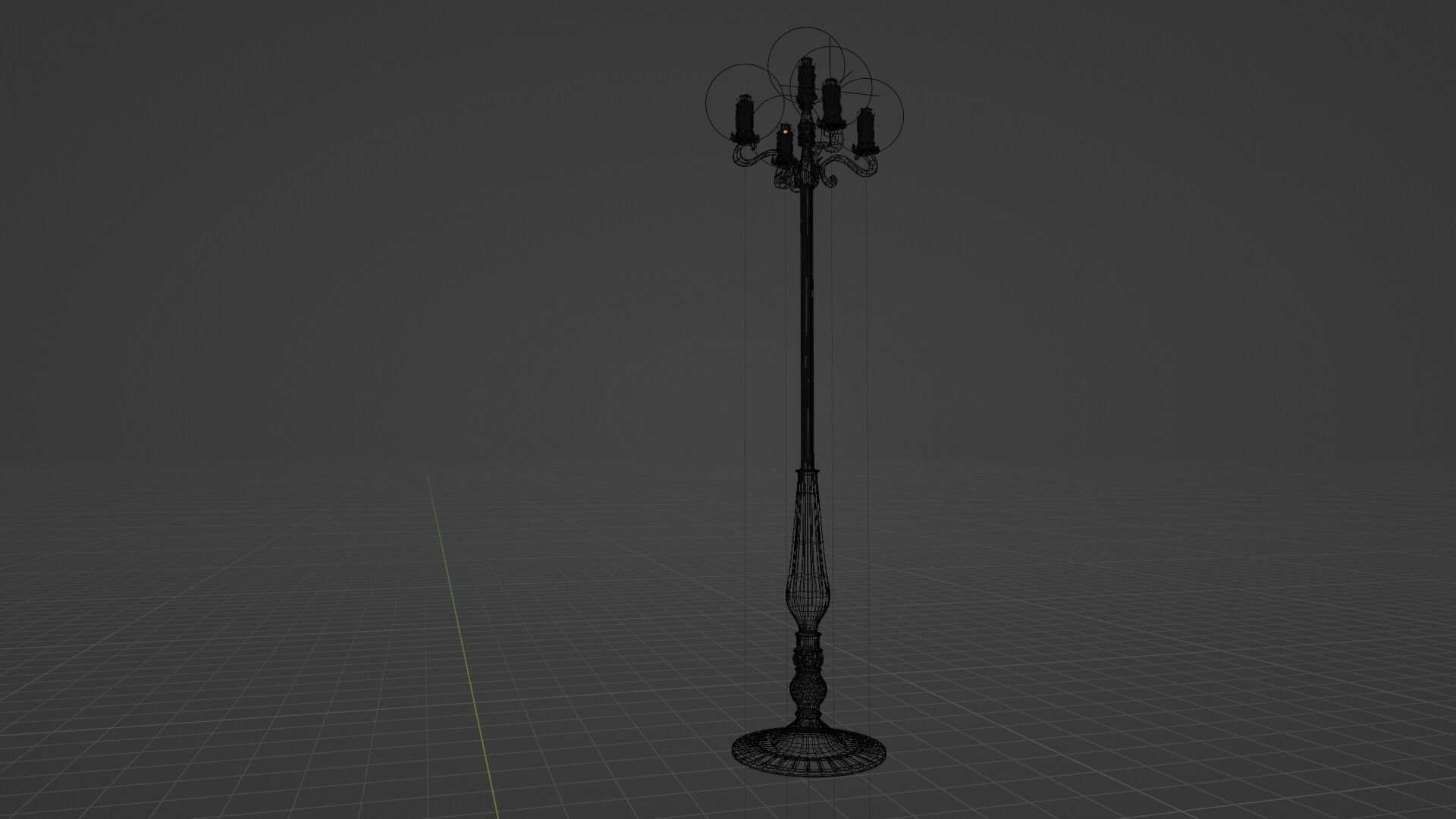  gold candelabra 2 meters tall with five lit candles melted wax  3D model_10