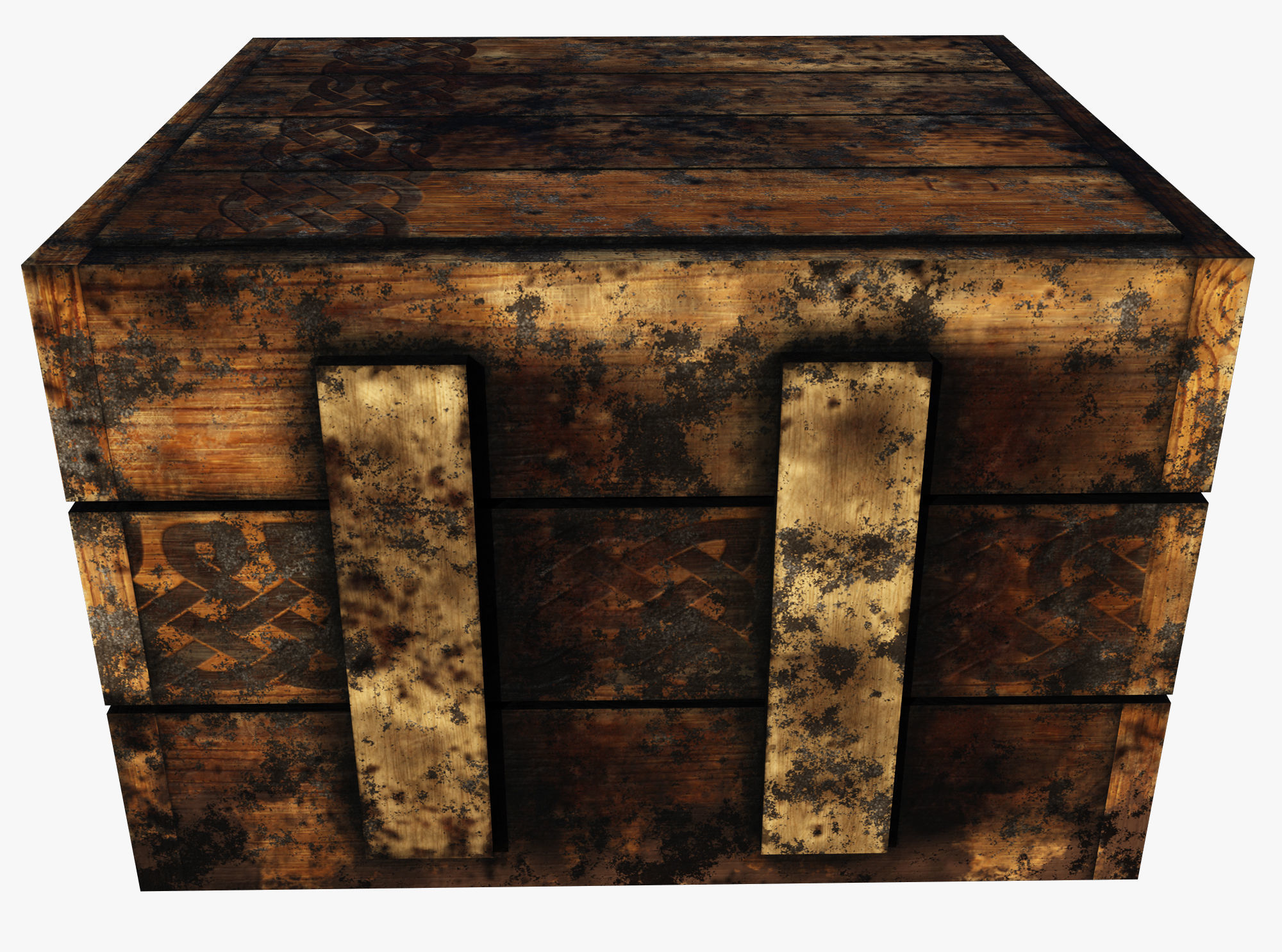 wooden case Low-poly 3D model_2