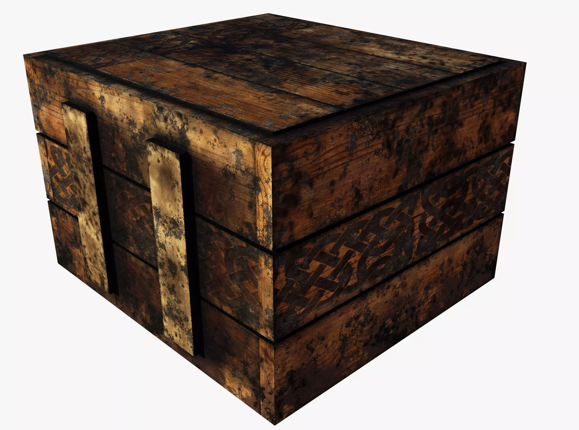 wooden case Low-poly 3D model_0