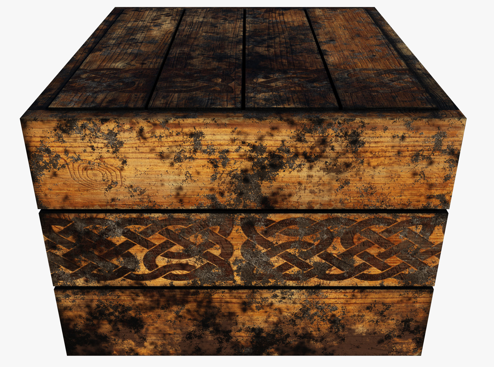 wooden case Low-poly 3D model_1